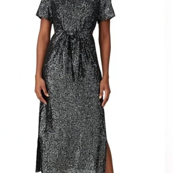 C/MEO Black/Silver Sequin Midi Formal Dress/ SMALL - Picture 2 of 4
